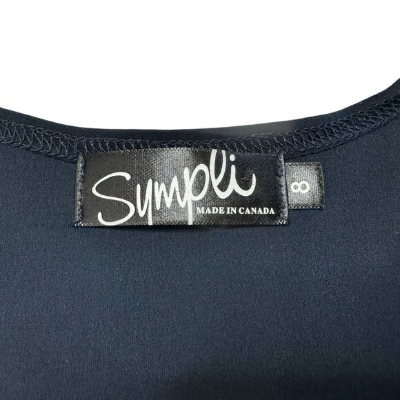 SYMPLI Navy Blue Mesh Detail Tunic Top Size 8 Womens Jersey Knit Lagenlook - Picture 6 of 9